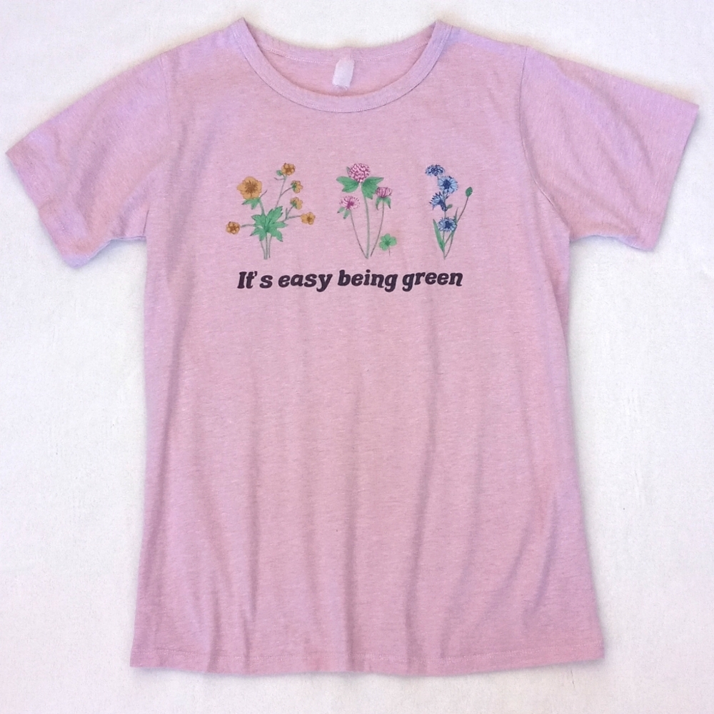 Vintage Women’s Pink Floral Graphic Short Sleeve Tee Shirt M/L
